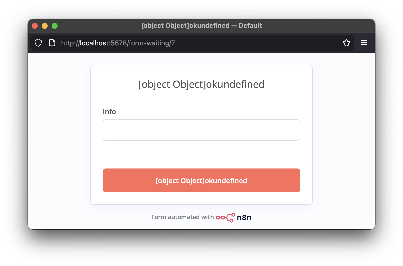 Form rendered after payload execution